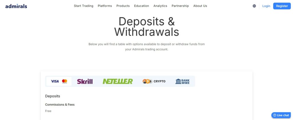 Deposit and Withdrawal Experience