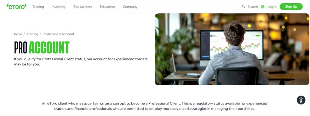 eToro Professional Account
