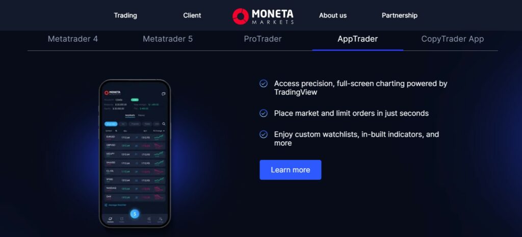 AppTrader - Moneta Markets Mobile Trading